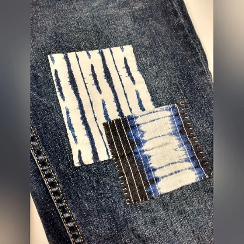 Tommy Bahama Boho Patchwork Vintage Boyfriend Slim Denim Jeans Pants Sz 26 - Picture 5 of 16